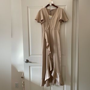 Satin maxi gold dress